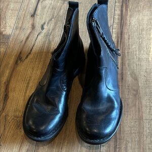 Born Black Leather Zipper Boots